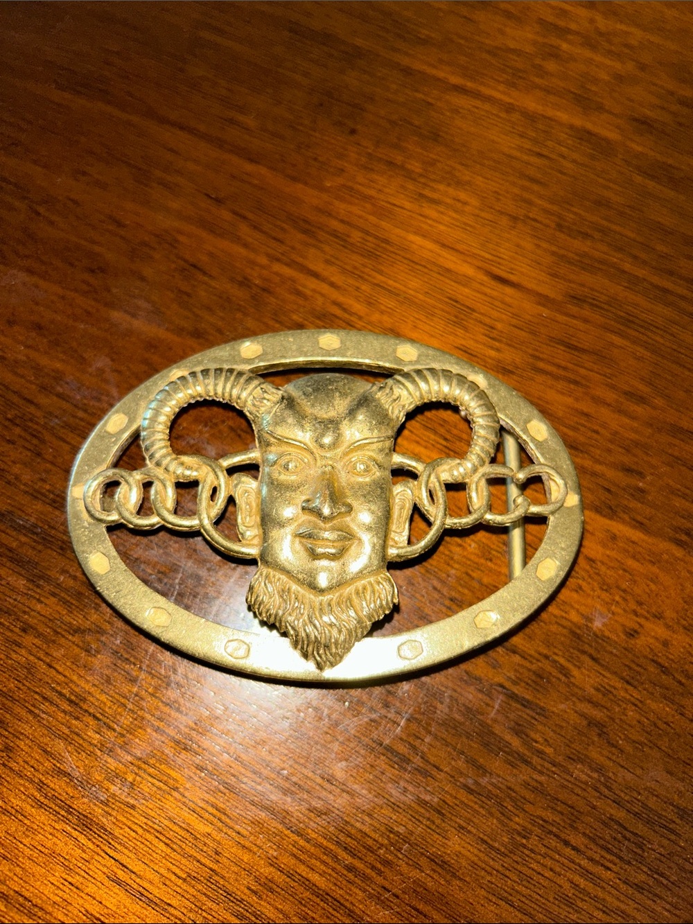 Gold Horned Satyr Men's Belt Buckle